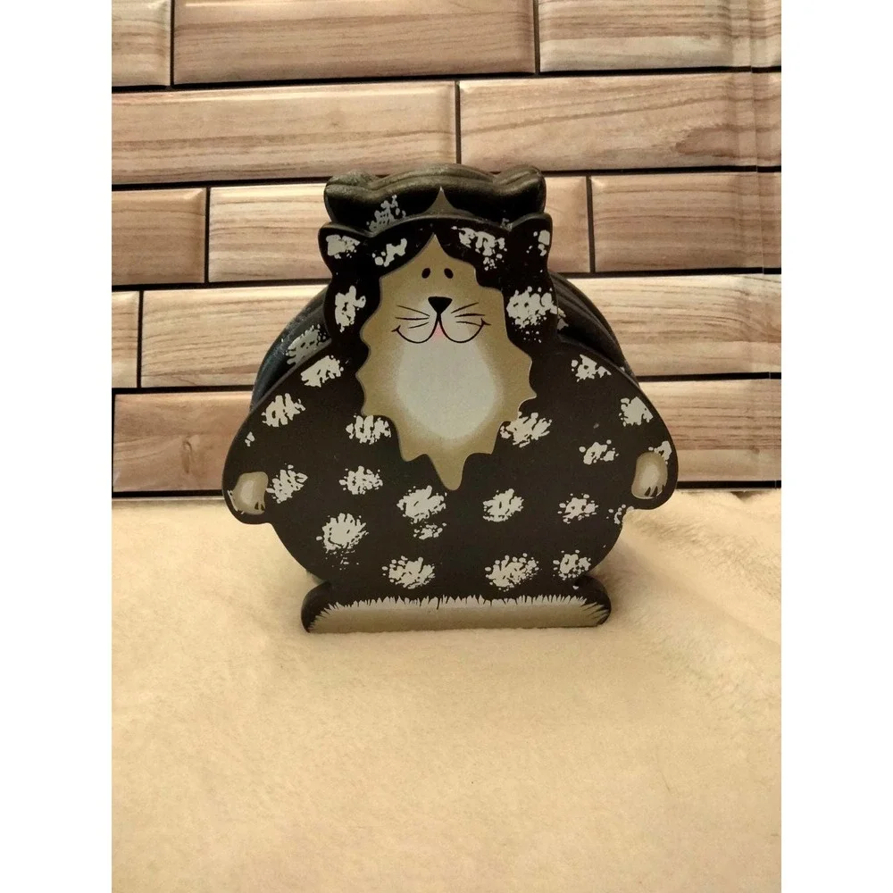Smiling Cat Wood Coasters- 4 with holder-5